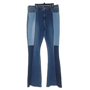 HOLLISTER high-rise vintage flare patch work jeans hippie Y2K 90'S Sz 15 Juniors